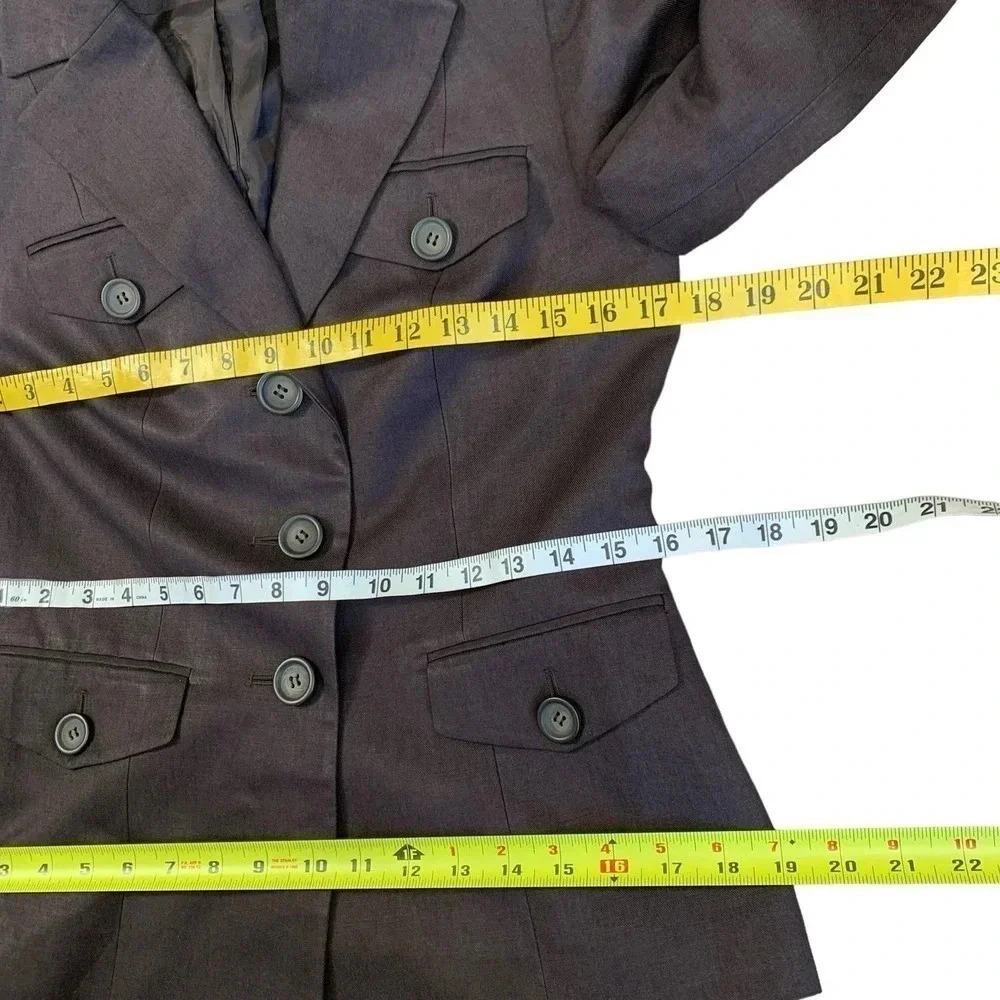 Ann Taylor Loft Linen Blend Tailored Blazer Buttoned Down Jacket Size 2 Brown - Picture 12 of 15